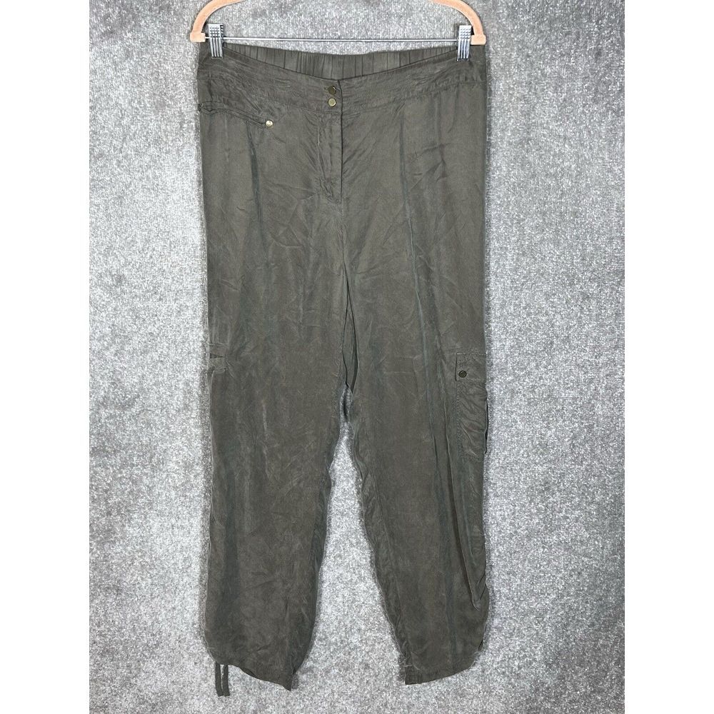 Soft Surroundings Drawstring Hem Cargo Pocket Pants‎ Womens Size Medium Green